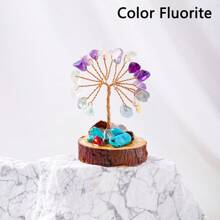1PC Mini Natural Gemstone Chakra Lucky Tree With Wood Base | Home Office Desk Living Room Crystal Decor