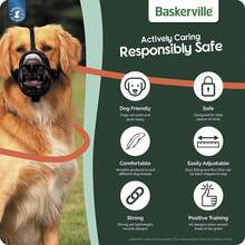 BASKERVILLE ULTRA MUZZLE - Patented Humane Design, Breathable, Dog Can Pant And Drink, Adjustable, Padded, Dog Training Muzzle For Large Dogs, Prevents Biting, Wildlife Scavenging (Size 5, Black) - 4 - View 7