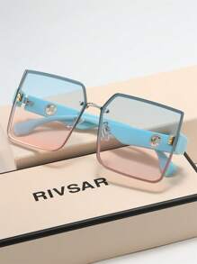 Óculos de Sol Quadrado Oversized Gradiente da Moda Feminina RIVSAR, Chic Casual Ao Ar Livre Elegante Festa de Viagem Reunião Verão Gato Olho Rodada Jóia Feriado Óculos de Sol de Sombreamento, Óculos de Sol de Marca de Alto Padrão Vitrine de Presentes de Festival, Perfeito para Dia dos Namorados, Natal, Halloween Presentes