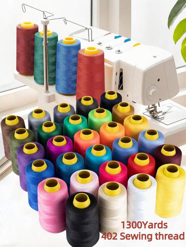 402 Hilos de coser de 1200M/1300 yardas cada carrete, hilo de coser de poliéster para máquina de sobrehilado y accesorios de costura doméstica