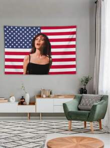 1 Stück - Maßgeschneiderte Tapisserie mit amerikanischem Hintergrund, personalisiertes Design mit amerikanischer Flagge, maßgeschneidertes Fahnenaufhänger, amerikanische Flagge Hintergrund Wandbehang, Wanddekoration, personalisierte Flagge