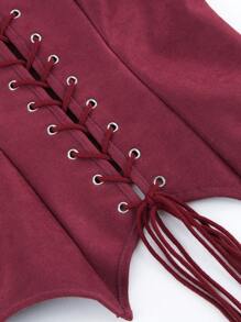 Lace-Up Front Wide Strap Women Corset Top Tank, Tight-Fitting Waist Slimming Bustier Top For Costume, Punk Crop Top, Clubwear, Cosplay, Halloween