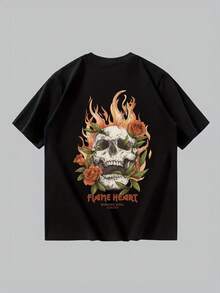 Camiseta blanca y negro de verano para hombre con cuello redondo y estampado, fabricada en algodón puro para un ajuste cómodo, camiseta moda y minimalistas, adecuada para regalo de cumpleaños de niño, regalo de acompañante,La tela no tiene olor, camiseta estampada,playeras de hombre,viene bueno el estampado. - Negro (parte posterior) - Ver 3
