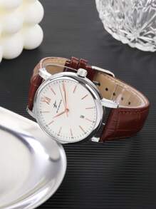 RICECGO RICECGO 1-delig herenhorloge, modieus casual sporthorloge met quartzhorloge, PU-leren band, geschikt voor werk, reizen, zakelijke activiteiten en cadeaus voor de start van het schooljaar