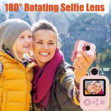 Kinderen camera instant camera, 180° roterende selfie lens print en digitale camera muziekspeler, geniet van de muziek tijd, idee cadeau voor kinderen, kan app verbinding printen, het is zowel een camera en een printer met 2 rollen papier