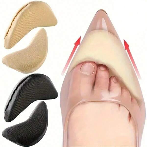 2 pares de plantillas diseñadas para mujeres, 4 piezas, con plantillas para arco alto, reductores de pie y accesorios para zapatos amigables para viajes, almohadillas ajustables para los dedos, plantillas de tacón alto de esponja, almohadillas antideslizantes para la parte delantera del pie