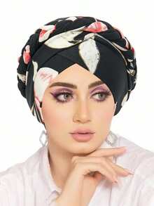 1pc Floral Printed Head Scarf/Bandana Cap, Versatile Chemo Hat Head Wrap For Women Daily Wear Turban For Dress, Beach, Holiday, Accessories, Travel Essential - A - View 14