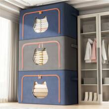 1 pièce de grande capacité Bacs de rangement pliables avec fenêtre transparente, boîtes de rangement rectangulaires, cadre en acier galvanisé pliable et imperméable. Organisateurs polyvalents pour armoire avec fermeture à rabat. Rangement sous le lit. Boîtes de rangement en tissu de qualité supérieure pour vêtements et livres. Solutions idéales pour le déménagement et l'emballage. Chambre à coucher, organisateur, rangement à la maison. T-shirt blanc femme, pantalon noir femme, vêtements d'hiver pour dames, robe