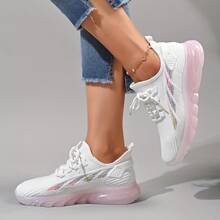 Zapatos deportivos informales, cómodos y de moda para mujer, con suela y cara suaves y cordones, para ejercicio y correr