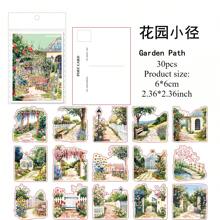 30pcs Garden Scenery Park Path City Flower Shop Willow Park Flower Vine Window Plant Corner Stickers Handbook Material Stickers Item Decoration Stickers Premium Waterproof Vinyl Stickers For Scrapbooking, Journals, And Laptops - Decorative Scrapbook Supplies For Adults,School Supplies,Back To School
