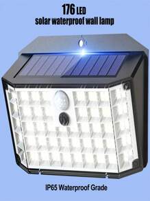 1 Peça Luz Solar com 176 LEDs, Luminária de Parede Impermeável para Uso Externo com 176 Lâmpadas LED e Sensor de Movimento, 3 Modos de Iluminação para Uso Externo, Jardim, Quintal, Corredor