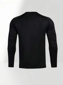 2pcs/Set Goalkeeper Jersey With Foam Elbow Pads, Chest Anti-Slip Rubber Strips, Long Sleeve Breathable Quick-Dry Striped T-Shirt + Goalkeeper Shorts With Elastic Waist, Suitable For Training And Matches