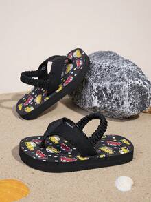 儿童男童可爱汽车图案泡沫拖鞋，时尚百搭，室内外均可穿着，轻便、透气、防滑 - 彩色 - 查看 8