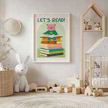 1/3pcs Cartoon Alligator Reading Books Canvas Art Print - Art Deco Modern Retro Style Poster For Home Office, Playroom, Classroom - Wall Decor Illustration For Bedroom, Living Room - Ink Artwork Wall Hanging Decoration Indoor - Whimsical Animal Theme, Optional Frame