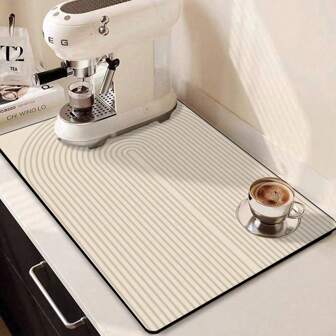 1pc Geometric Pattern Drainage Mat, Silicone Dish Drying Mat, Washable Countertop Absorbent Pad, Heat Insulation Mat, Table Decor, Kitchen Dining Accessory