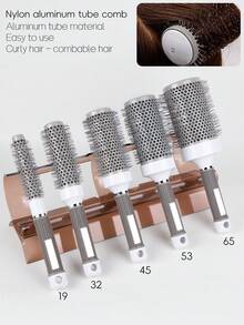 1 lược tròn chuyên nghiệp, thích hợp để sấy và uốn tóc, 5 kích cỡ tùy chọn, với thân lược bằng nhôm thoáng khí, chống tĩnh điện, sử dụng được cả khi tóc ướt và khô, dành cho phụ nữ trưởng thành, thích hợp cho tóc dày, không mùi, lý tưởng cho các kiểu tóc hàng ngày. - Xám - Xem 1
