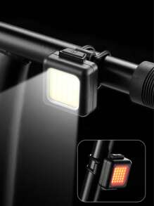 1 pezzo Mini luce anteriore e posteriore per bicicletta multifunzionale in ABS, ricaricabile USB, alta luminosità, adatta per ciclismo, escursionismo e campeggio all aperto