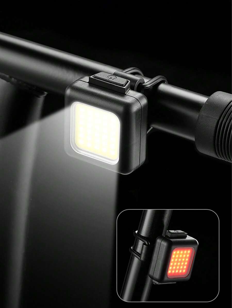 1 pezzo Mini luce anteriore e posteriore per bicicletta multifunzionale in ABS, ricaricabile USB, alta luminosità, adatta per ciclismo, escursionismo e campeggio all aperto