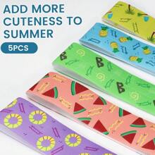 5 Elastic Beach Chair Towel Straps – Vibrant Tropical Prints | Pool & Vacation Summer Accessories | Lightweight, Portable Design