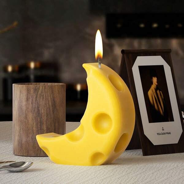 4Pcs. DIY Cute Cheese Candles And Decoration Molds, Including Moon, Square, Triangle, And Cylinder, It Can Add A Call Color To Your Night, See If The Little Mouse Jerry Will Come To Steal Your Cheese, Candle Decoration Scented Silicone Molds Handmade Crystal Epoxy Resin Drip Concrete Gypsum Clay Casting Mold