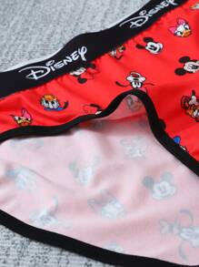 Disney 1 pieza Ropa interior de mujer con estampado de dibujos animados de , cómoda, linda, de tela delgada y de talle bajo