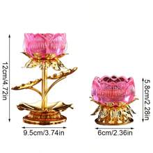 1pc, Elegant Crystal Lotus Candle Holder, Tabletop Religious Candlestick Decor, Alloy Butter Lotus Candlestick Ideal For Christmas, Easter, Thanksgiving, And More, Elegant Candle Holder, Candle Decor