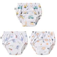 4 pièces Culottes de propreté pour garçons et filles, sous-vêtements d'entraînement conçus, couches d'apprentissage en tissu pour bébé, couches lavables et réutilisables, couches à poche respirantes et imperméables, en matière de polyester, convient aux bébés garçons et filles - Conception d'impression creuse