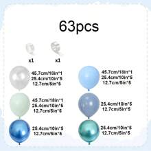 Under The Sea Balloons Garland Arch Kit, 123pcs Dusty Blue Teal Pastel Green Metallic Blue Green Ocean Balloon With Transparent Balloons For Shark BabyShower Sea Animal Birthday Party Decorations