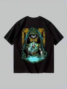 Playeras de hombre 100% algodón con estampado de alta calidad, perfecta para el día a día informal o como regalo para eventos, en blanco y negro, cómoda y suave. - Negro (parte posterior) - Ver 3