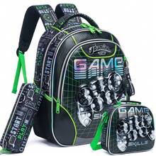 Mochilas fofas para meninos, mochilas escolares para meninos de 8 a 10 anos com lancheira, conjunto de mochilas infantis, mochila de viagem para pré-escola, jardim de infância, alunos do ensino fundamental, mochila para material escolar - Mochila escolar masculina 176 - Ver 2