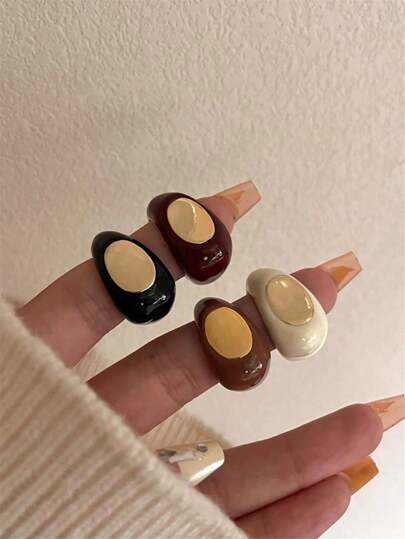 1 Piece Elegant Retro Geometric Ring For Women Fashionable Luxury Light Daily Match Suitable Ladies