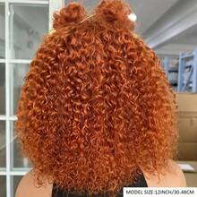 13x4 姜黄色 #350 深波浪戴上并预拔预剪蕾丝假发，适合女士，200% 杰瑞卷曲松散深闭合假发，自然黑色鲍勃假发，混合假发，预拔，非常适合角色扮演/日常穿着/特殊活动 - S350 - 查看 7