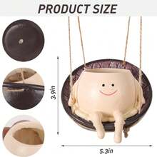 1 件笑脸花盆，悬挂式秋千椅花头树脂花盆，适用于室内外植物多肉植物，用于串珠植物，母亲节和圣诞节的活礼物创意