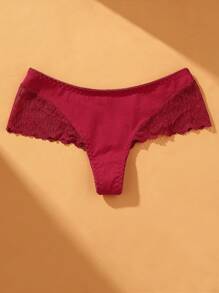 VKME 4 pezzi Slip con pizzo in stile romantico francese, a vita bassa