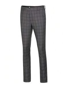 Traje de 3 piezas para hombres en diseño a cuadros, elegante y casual, corte slim, de solapa sencilla, para bodas, negocios o eventos, incluye blazer, chaleco y pantalón, color gris, tallas XS-3XL