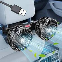1 件车载风扇，双头 USB 车载风扇，3 速可调，360° 旋转，后座汽车座椅冷却风扇，双头后座风扇，提供凉爽微风、空气循环和新鲜度，易于安装，紧凑设计，适用于汽车、SUV、卡车、房车、轿车，也是送给家人和朋友的绝佳礼物