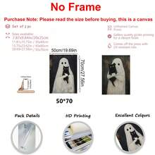 2 件万圣节墙壁艺术、万圣节乡村家居装饰、万圣节装饰、鬼魂万圣节绘画、复古鬼魂绘画、复古风格、万圣节帆布印刷品、墙壁艺术、海报、带框架的墙壁艺术、房间布置、墙壁艺术、房间装饰美学、复古装饰、客厅墙壁艺术 - 帆布上（可选框架）帆布（框架） - 彩色 - 查看 9