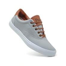 Men's Polo Boxster Casual Sneakers Lace-Up Sneakers Flat Sole Round Toe Casual Dress Shoes - 淺灰色 - 查看 1