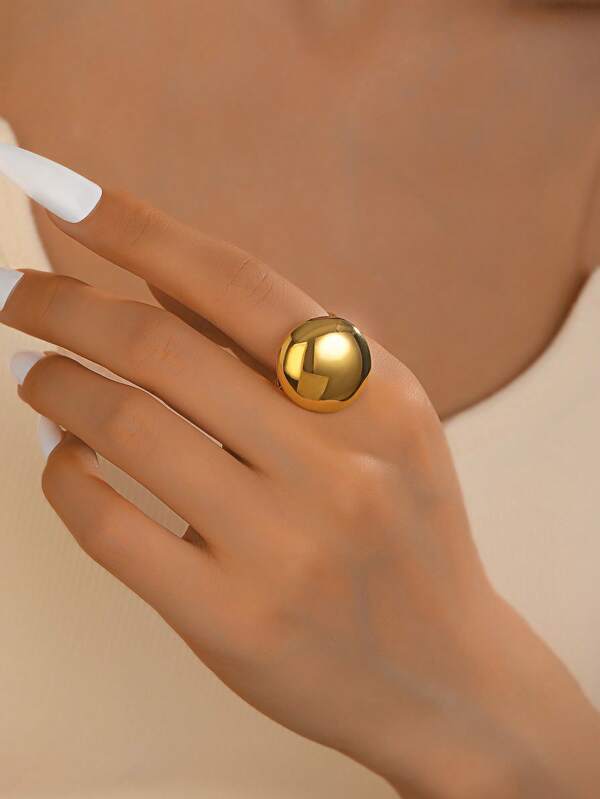 1pc Fashion Smooth Round Disc Open Ring
