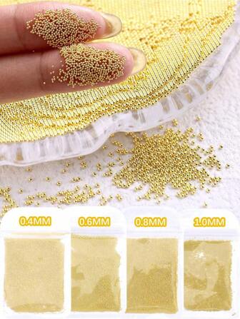 0,4 mm-1,0 mm Mini Caviar de Acero Inoxidable, Bolas Micro de Plata para Decoración de Joyas de Uñas, Suministros de Arte de Uñas de Gel, Encantos de Uñas, Gemas de Uñas