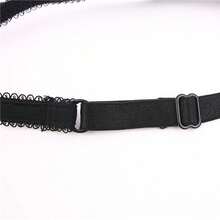 女士黑色性感网眼文胸，半透明蕾丝边水钻装饰，透气内衣