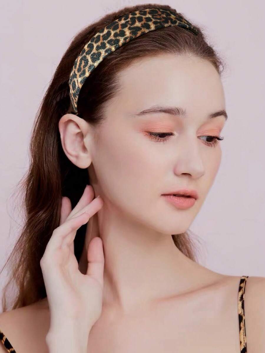 1入組女性豹紋圖案時尚髮箍適用於頭髮裝飾用品 - 彩色 - 查看 1