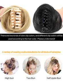 1 Pc Women's Hair Buns Synthetic Straight Curly Mini Chignon Claw Clip Chignon Hair Messy Buns Updo Claw Clip In Hairpiece For Women - Multicolor - View 7