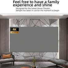 YJMOYE YJMOYE 72/100/120 Zoll Projektionsleinwand, tragbare 16:9 4K reflektierende Stoff Leinwand Grau für 1LCD Serien Movie Video Heimprojetoren, einfach zu installieren ohne Löcher zu bohren