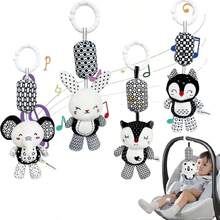 Plush Baby Toys With Portable Hanging Ring, Black & White Rattle Toy - Stroller Wind Chimes Plush Rattle Doll, Suitable For Car Seat - Ideal Gifts For 0-3-6-9-12 Month Baby Boys & Girls, Newborn Toys, Foxes