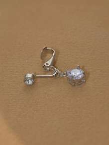 Perfect Perforated Cubic Zirconia Round Decoration Navel Belly Ring Copper Diaphragm Perforated Jewelry, Fake Belly Piercing