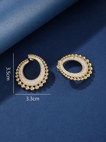 1 Pair Fashionable Copper Material Cubic Zirconia Decor Oversized Hoop Earrings - 020846 - View 7