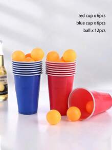 Set de 3/9/24 vasos de plástico reutilizables rojos y azules para juegos de cerveza de ping pong, juegos de mesa, fiestas al aire libre, fiestas de Navidad, juegos de pareja, y billar, con diferencia de color.