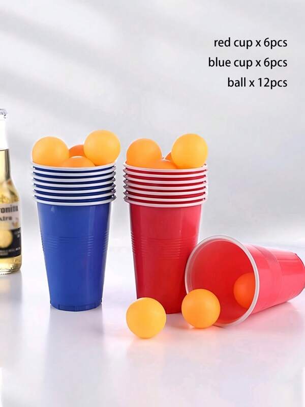 Set de 3/9/24 vasos de plástico reutilizables rojos y azules para juegos de cerveza de ping pong, juegos de mesa, fiestas al aire libre, fiestas de Navidad, juegos de pareja, y billar, con diferencia de color.