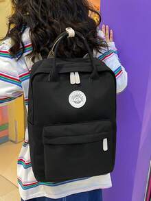 Cloth Material Large Capacity Multi-Pocket Women's Fashionable Backpack, School Backpack, School Supplies, School Bag, Backpack For School, Back To School Backpack, School Bookbag, Big Backpack, Backpack School, Back To School Bags, Lightweight, Classic Casual, Boys And Men, Perfect For Back To School, First Day Of School, Middle School, High School - Black - View 5